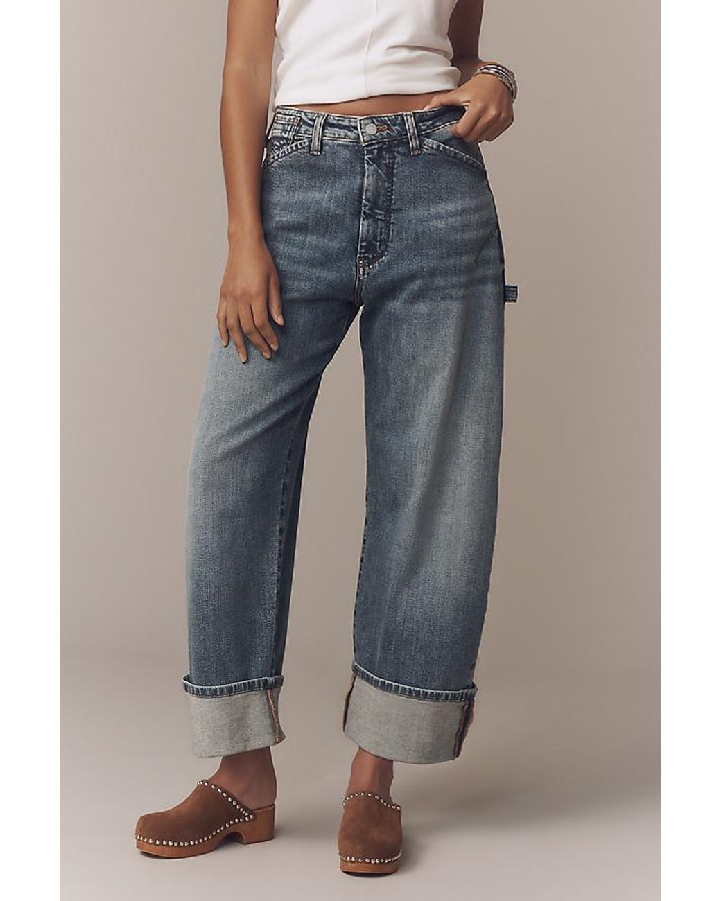 Pilcro Blue The Kayden High-Rise Barrel Jeans By