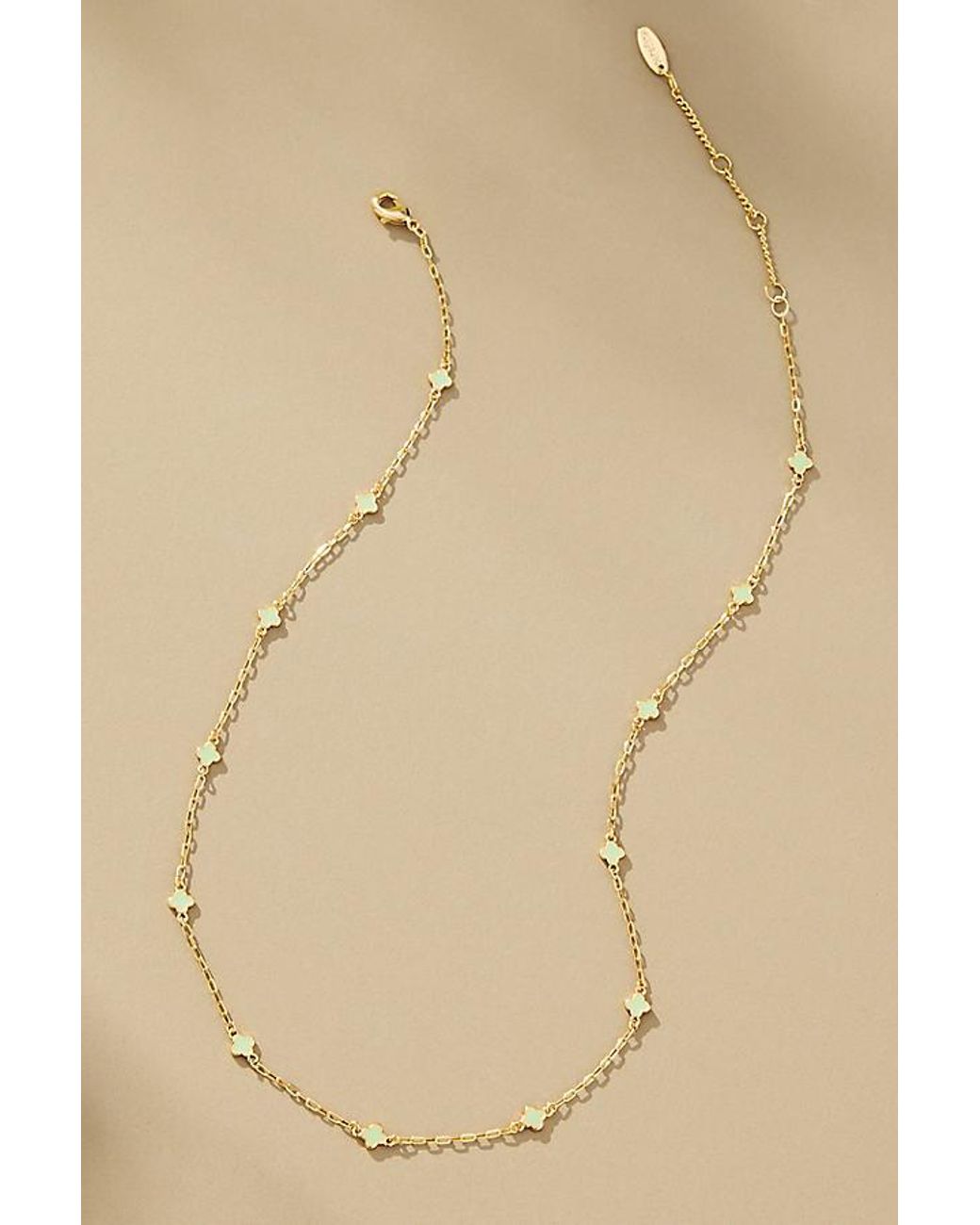 By Anthropologie Brown Tiny Clover Chain Necklace