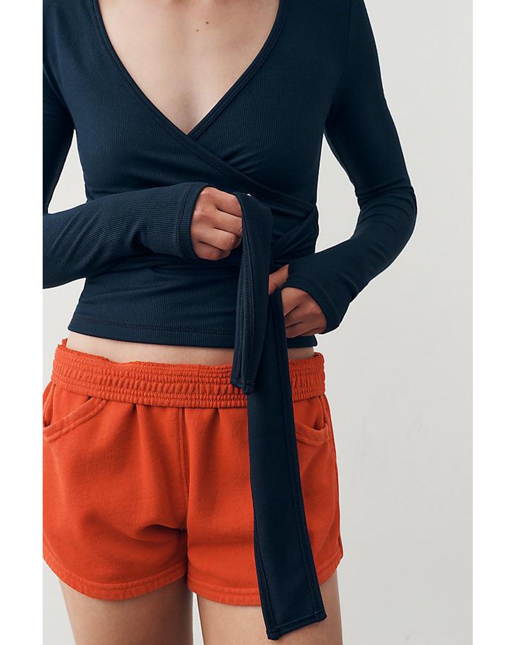 Daily Practice Blue Surplice Wrap-Front Top