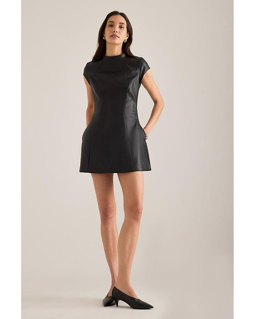 Bardot Black Delphi Faux-Leather Hourglass Mini Dress
