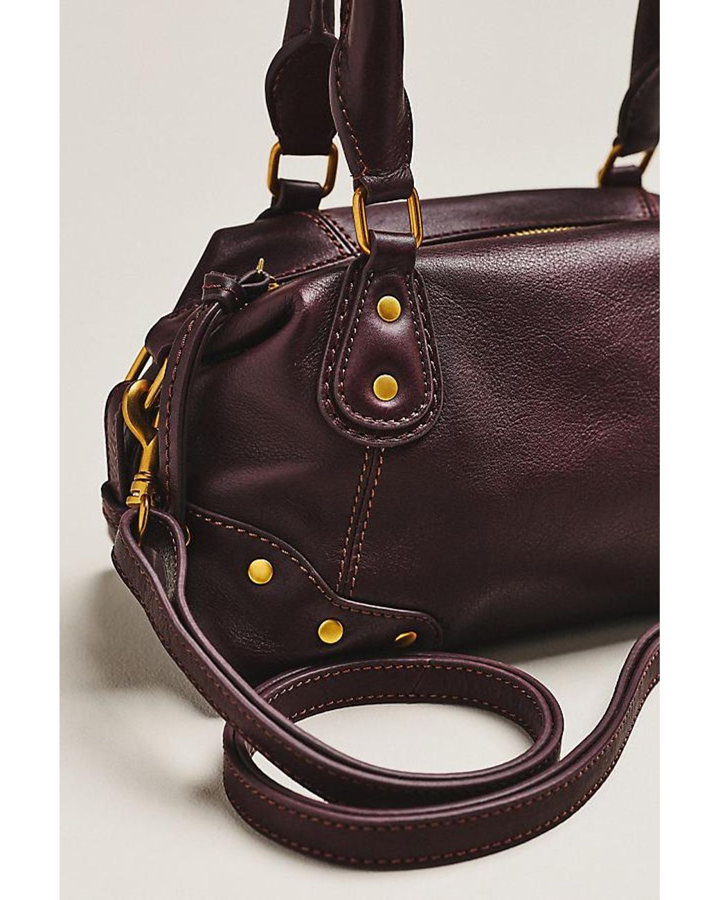 By Anthropologie Purple Arina Leather Mini Satchel Bag