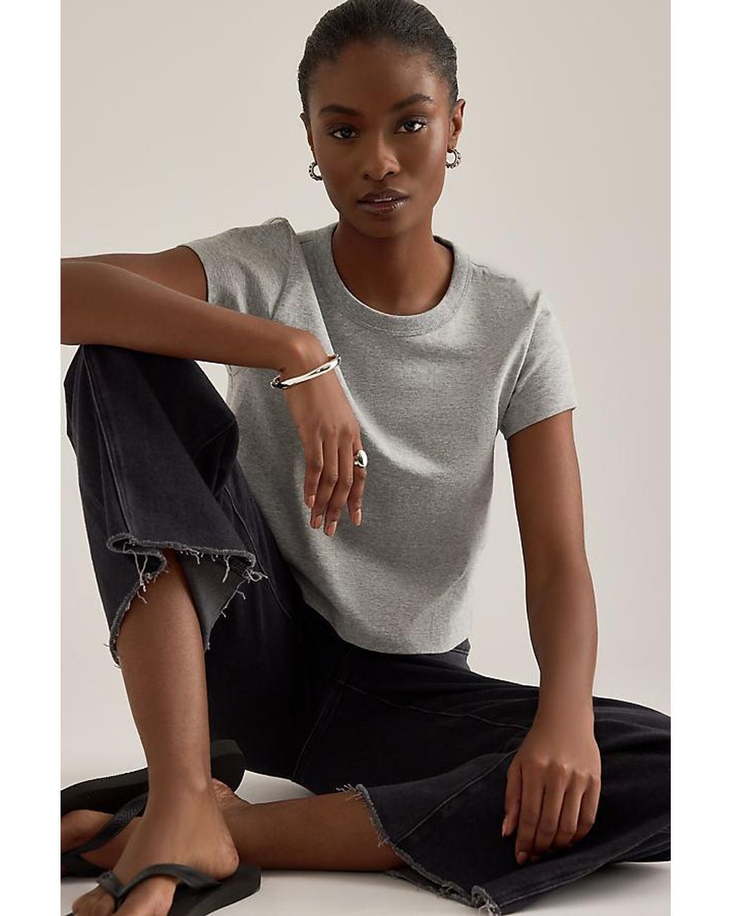 PAIGE Black Anessa Twisted Panel Crop Wide-Leg Jeans