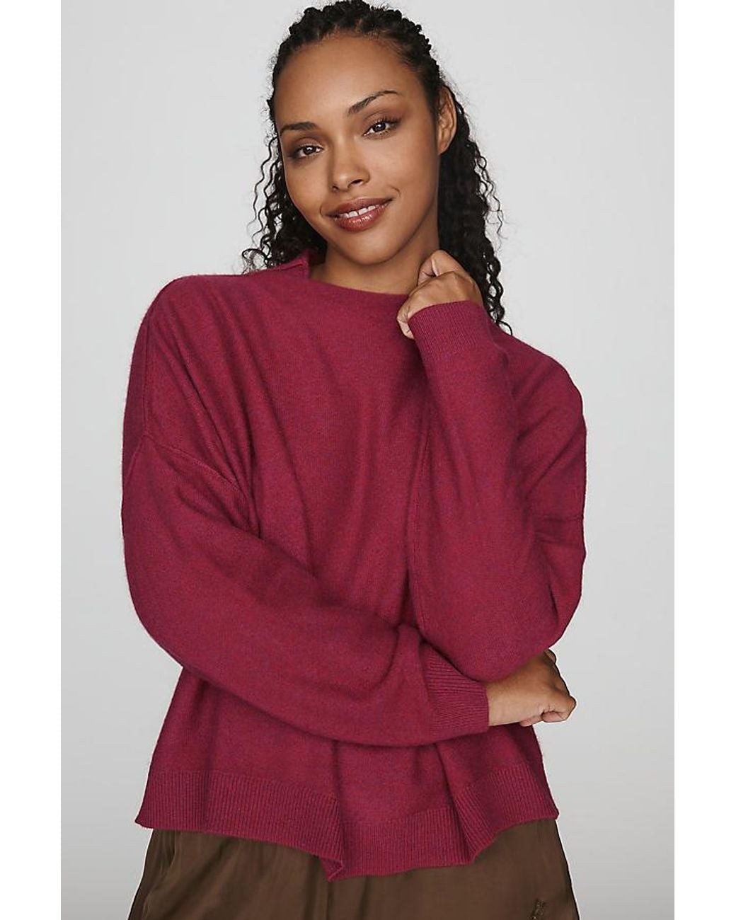 Pilcro Red Alani Cashmere Mock Neck Jumper