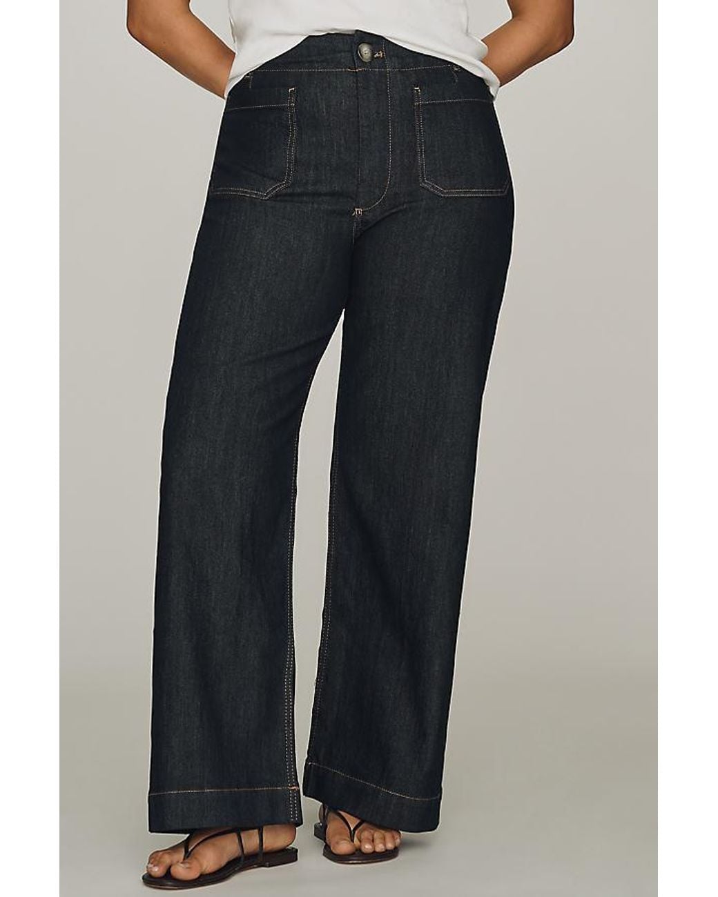 Maeve Blue The Colette Full-Length Wide-Leg Jeans By