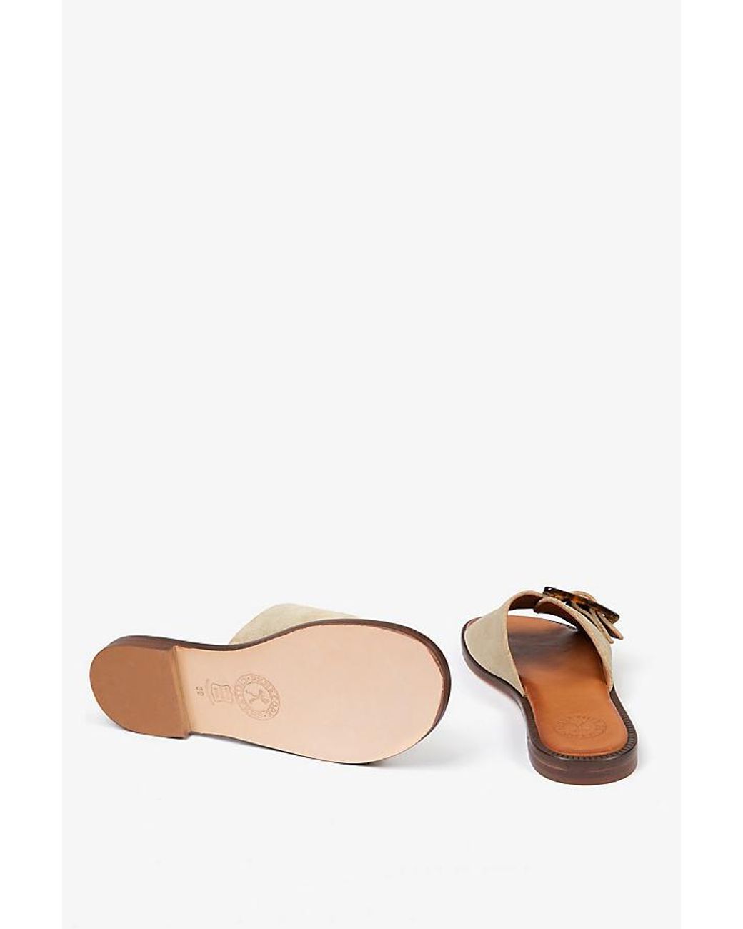 Penelope Chilvers Natural Biarritz Buckle Slide Sandals