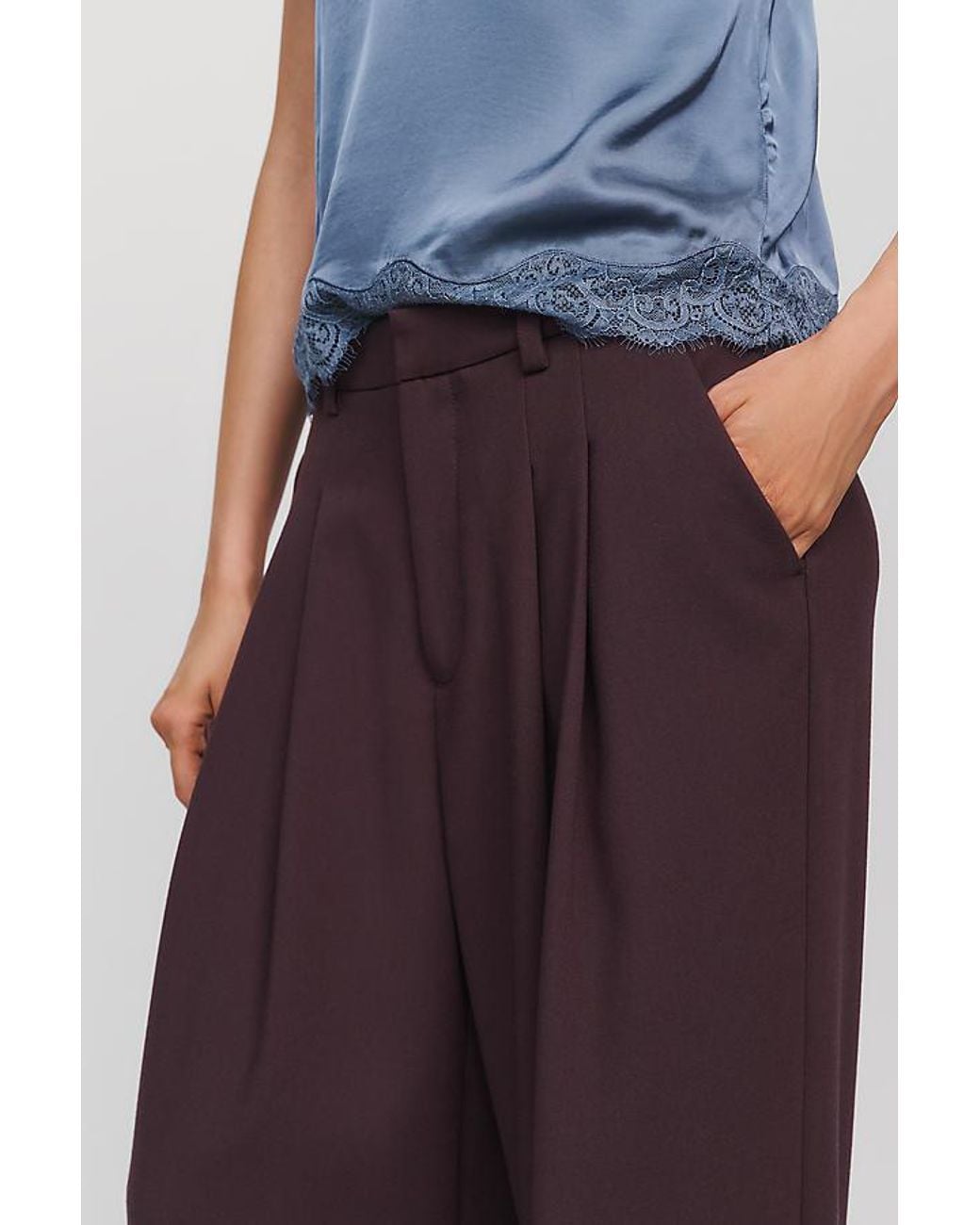 Maeve Blue Heddie High-Rise Pleated Trousers