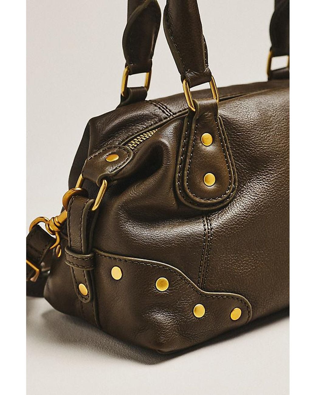 By Anthropologie Black Arina Leather Mini Satchel Bag