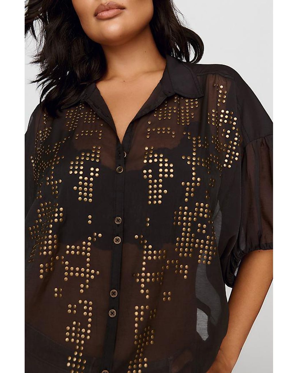 Pilcro Black Quincy Studded Blouse
