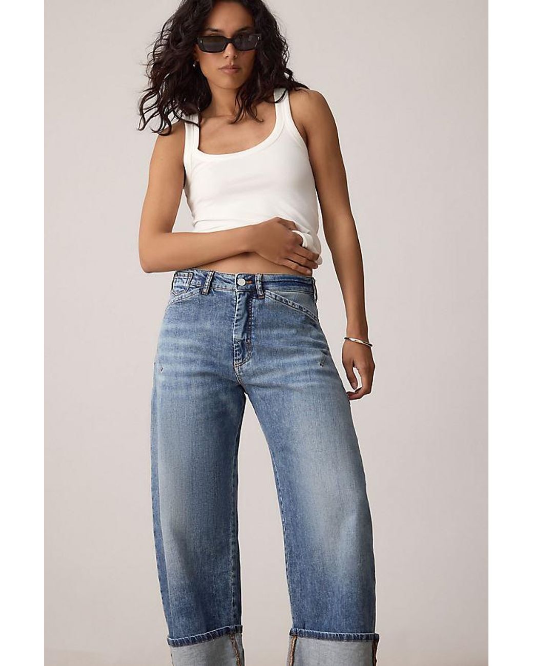 Pilcro Blue The Kayden High-Rise Barrel Jeans By