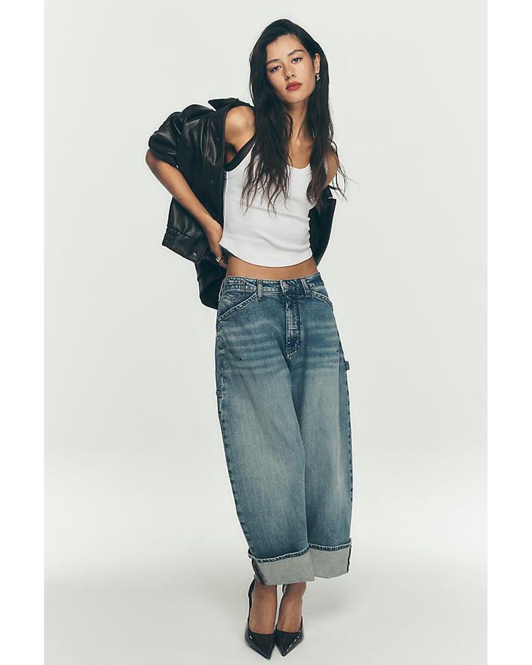 Pilcro Blue The Kayden High-Rise Barrel Jeans By