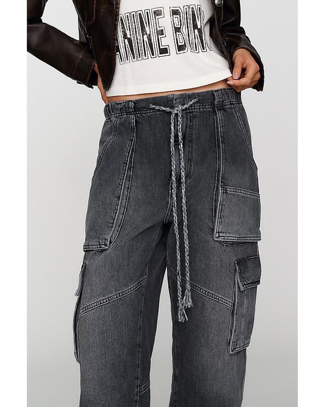 Pilcro Black Aleutian Peg High-Rise Taper Utility Jeans