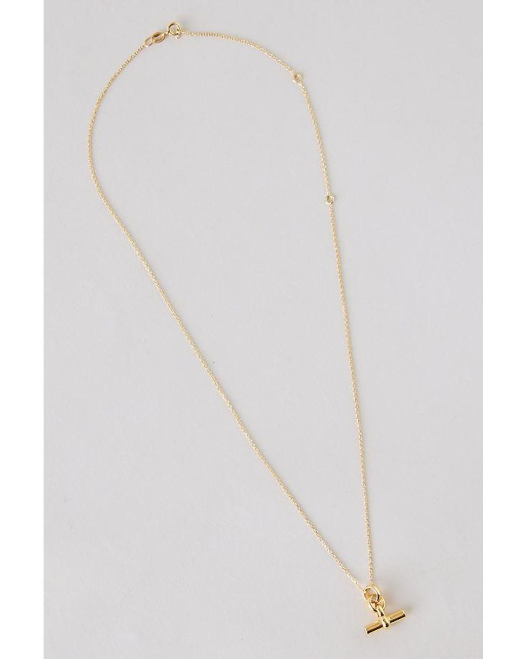 Tilly Sveaas White Plated Mini T-Bar Necklace