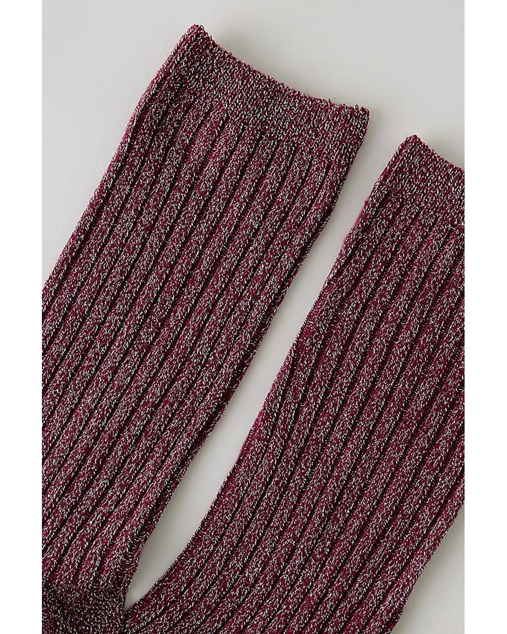 By Anthropologie Purple Metallic Ribbed Trouser Socks