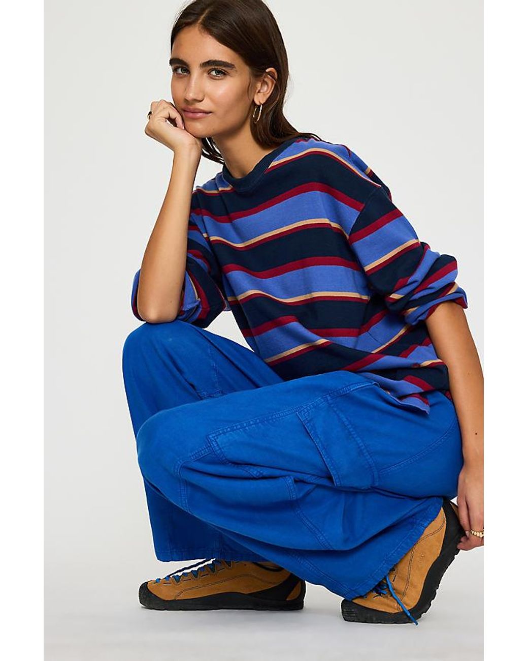 By Anthropologie Blue Bea Wide-Leg Cargo Pants