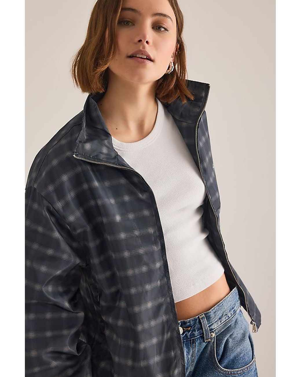 4th & Reckless Gray Grace Funnel-Neck Windbreaker Jacket