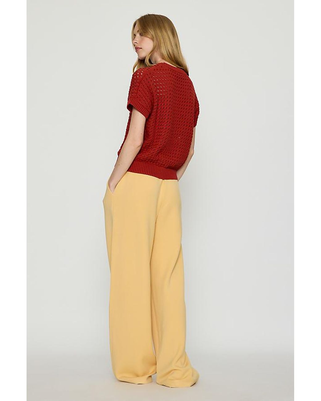 Varley Red Denny Open Knit Top