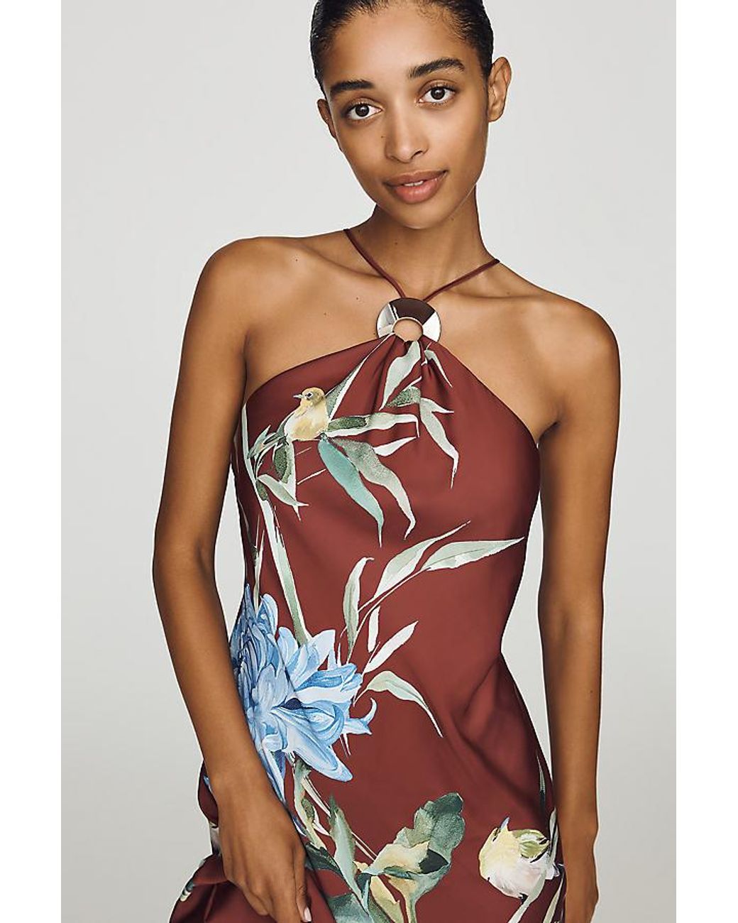By Anthropologie White Halter Slip Midi Dress