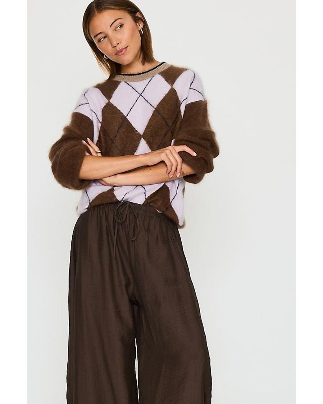 By Anthropologie Blue 100% Cashmere Argyle Jumper
