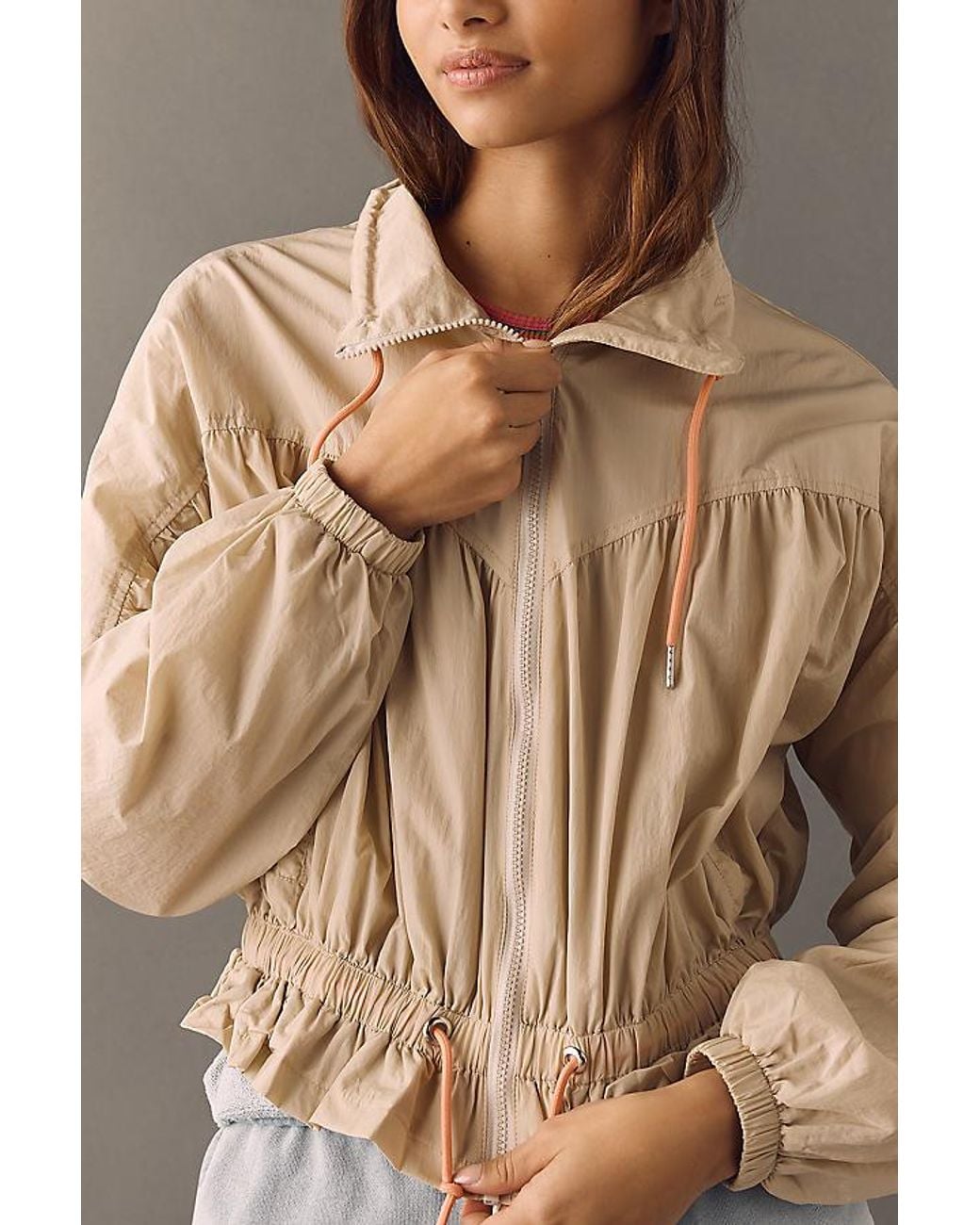 Daily Practice Brown Femme Funnel-Neck Jacket