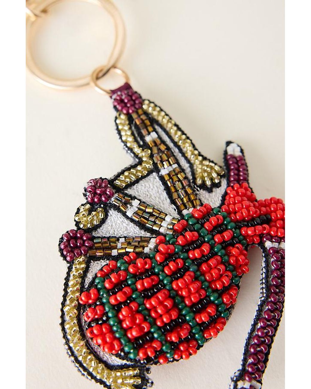 By Anthropologie Red Beaded Scottish Bag Charms