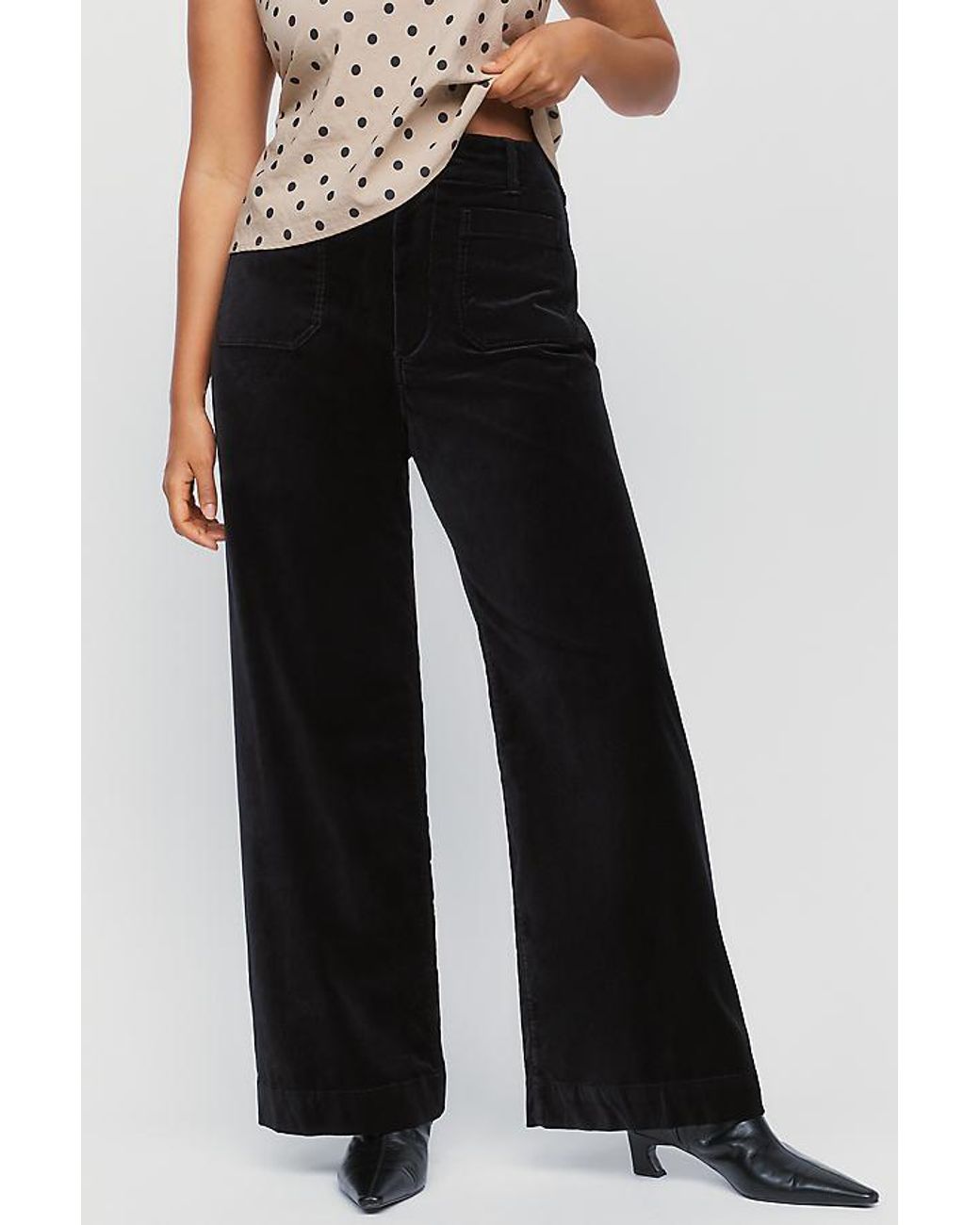 Maeve Blue The Colette Full-Length Velvet Trousers By