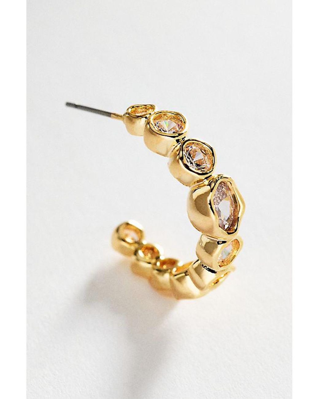 By Anthropologie Metallic Bezel Crystal Hoop Earrings