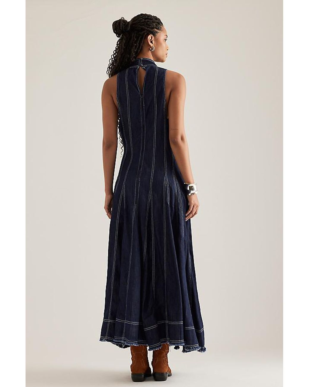 Pilcro Aline Sleeveless Denim Maxi Dress in Blue | Lyst UK