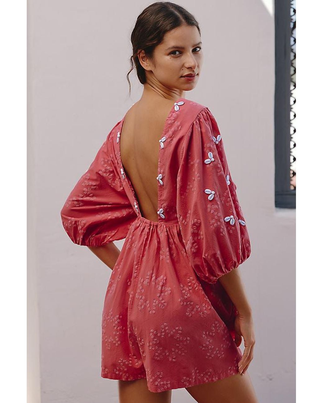 Celandine Red Open Back Playsuit