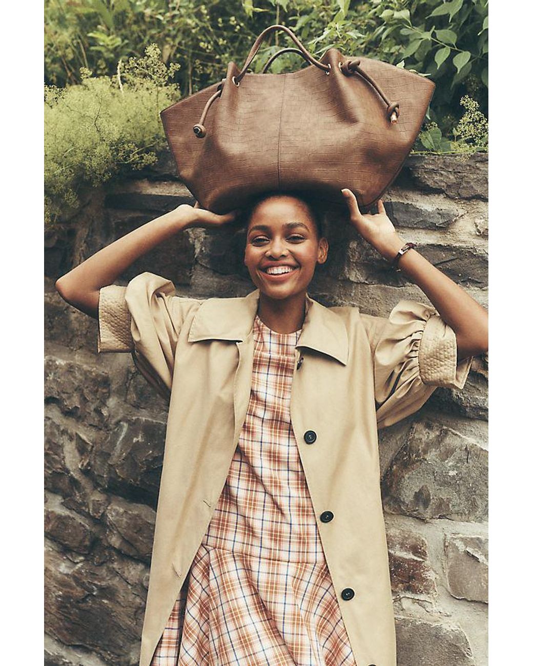 Maeve Brown Embossed Croc Tote Bag