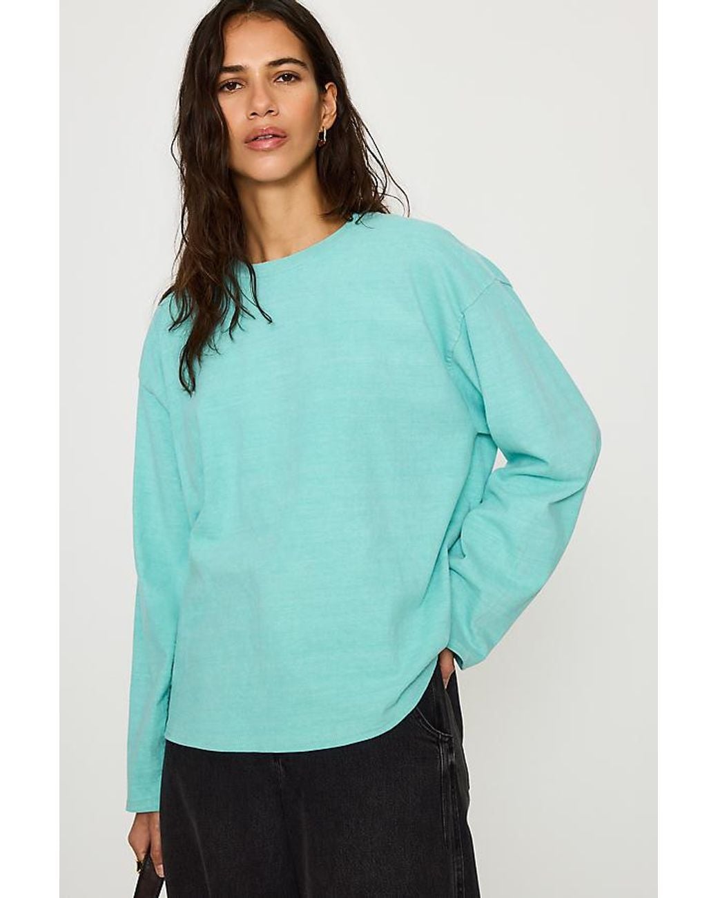 By Anthropologie Blue 100% Cotton Long-Sleeve Top