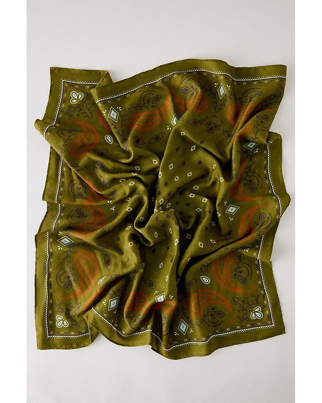 By Anthropologie Green Soft Printed Headscarf