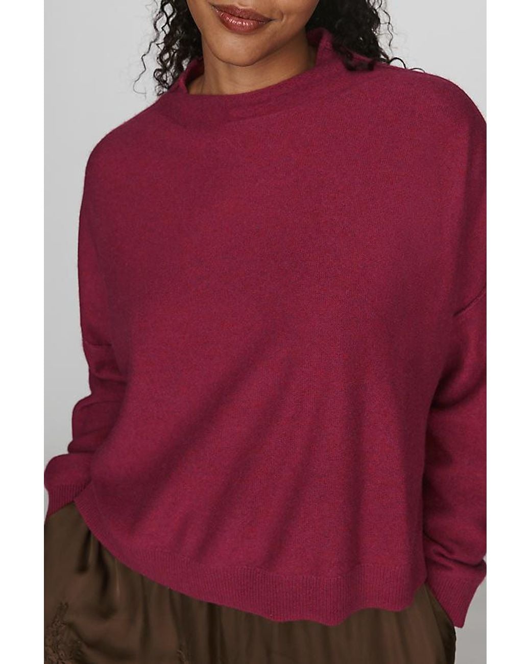 Pilcro Red Alani Cashmere Mock Neck Jumper
