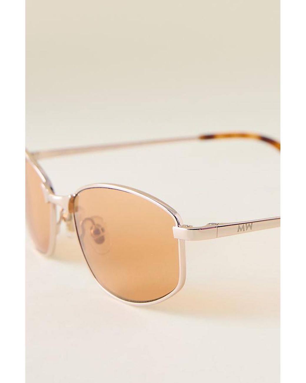 Messyweekend Natural Lexie Slim Metal Sunglasses