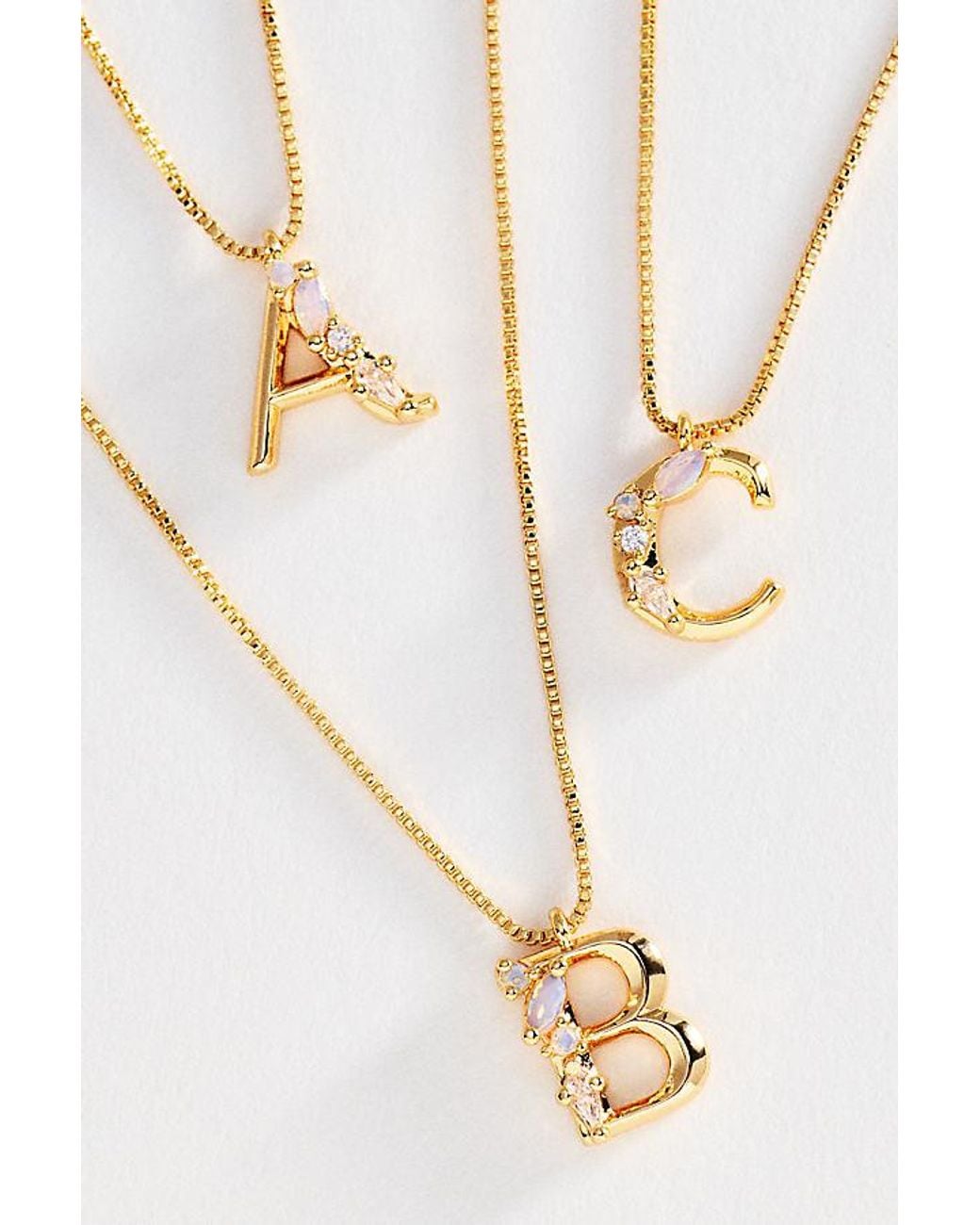 By Anthropologie Metallic Crystal Initial Necklace