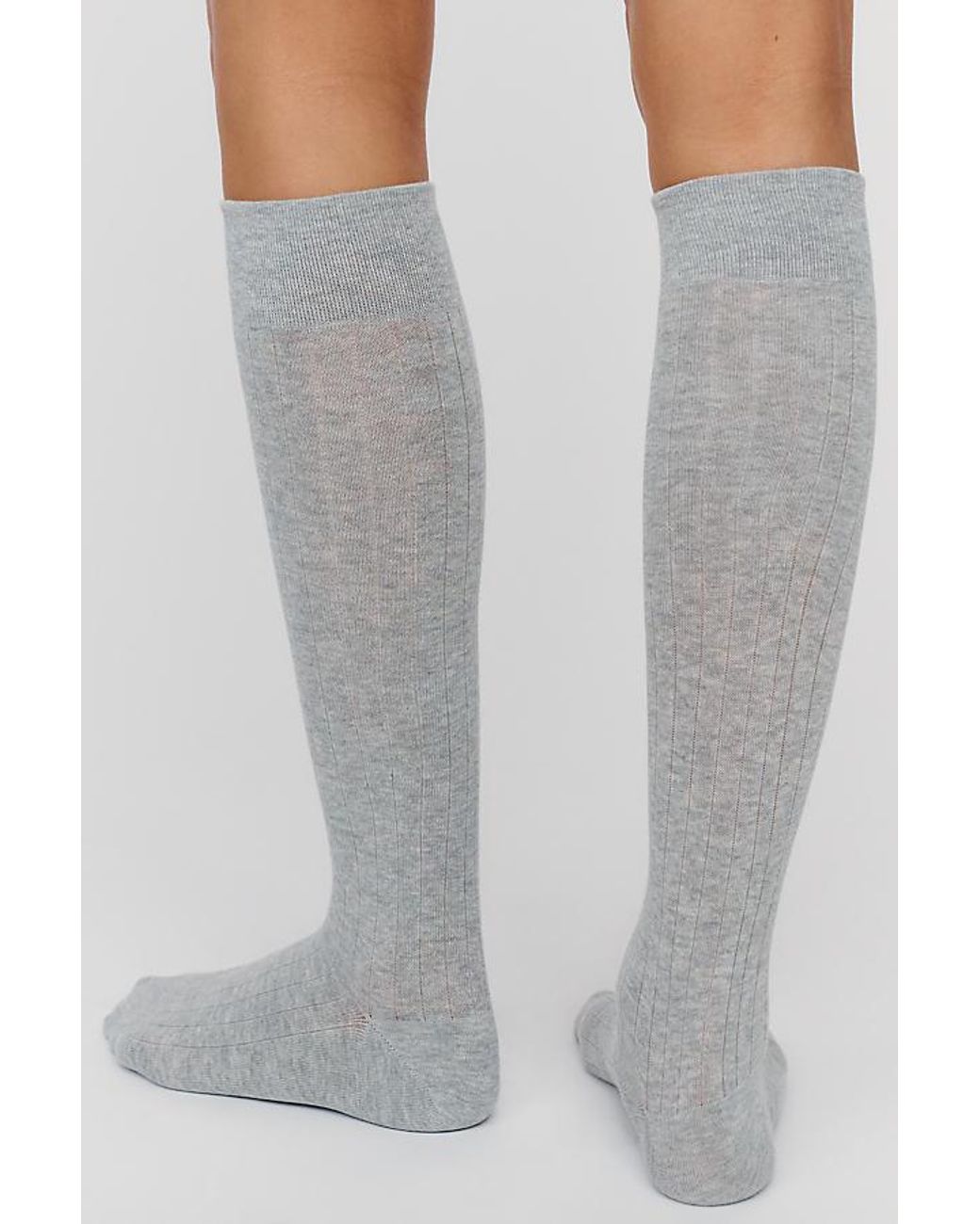 By Anthropologie Gray Ribbed Knee-High Socks