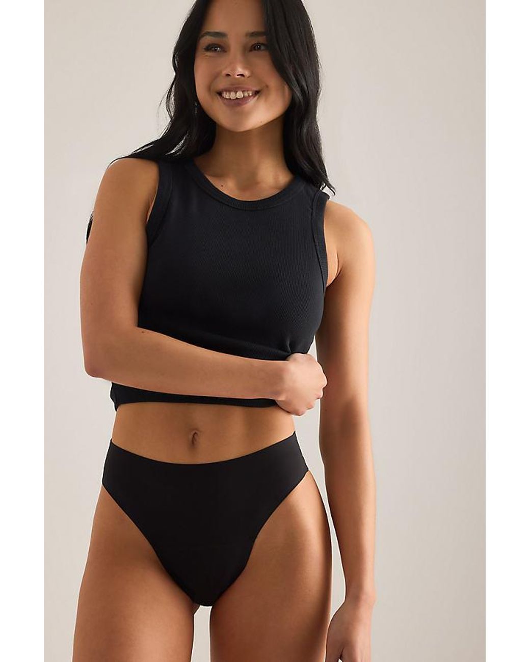 Modibodi Black Moderate Absorbency Seamfree Period Hi-Leg Cheeky Knickers