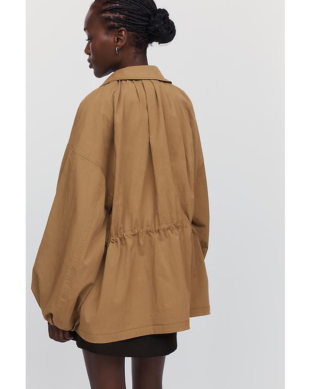 By Anthropologie Natural Funnel-Neck Cinched Jacket