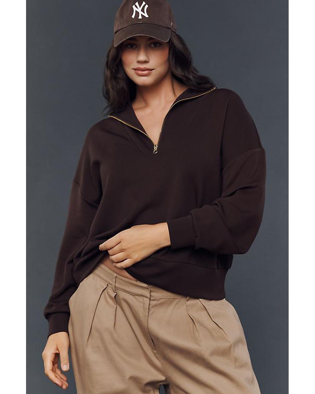 Varley Brown Hawley Half-Zip Sweatshirt