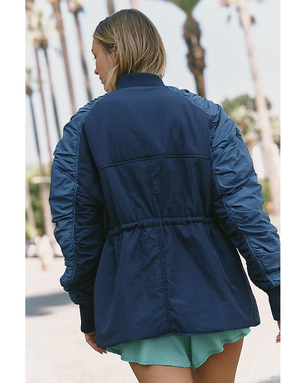 Daily Practice Blue Nylon Zip Trip Jacket