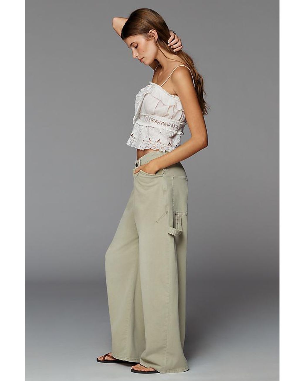 Pilcro Gray The Kayden High-Rise Carpenter Barrel Trousers By