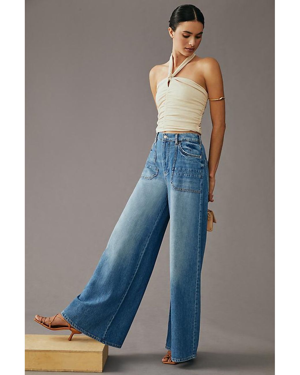 Anthropologie Pilcro The Jane Ultra-high Rise Wide-leg Jeans in Blue | Lyst  UK