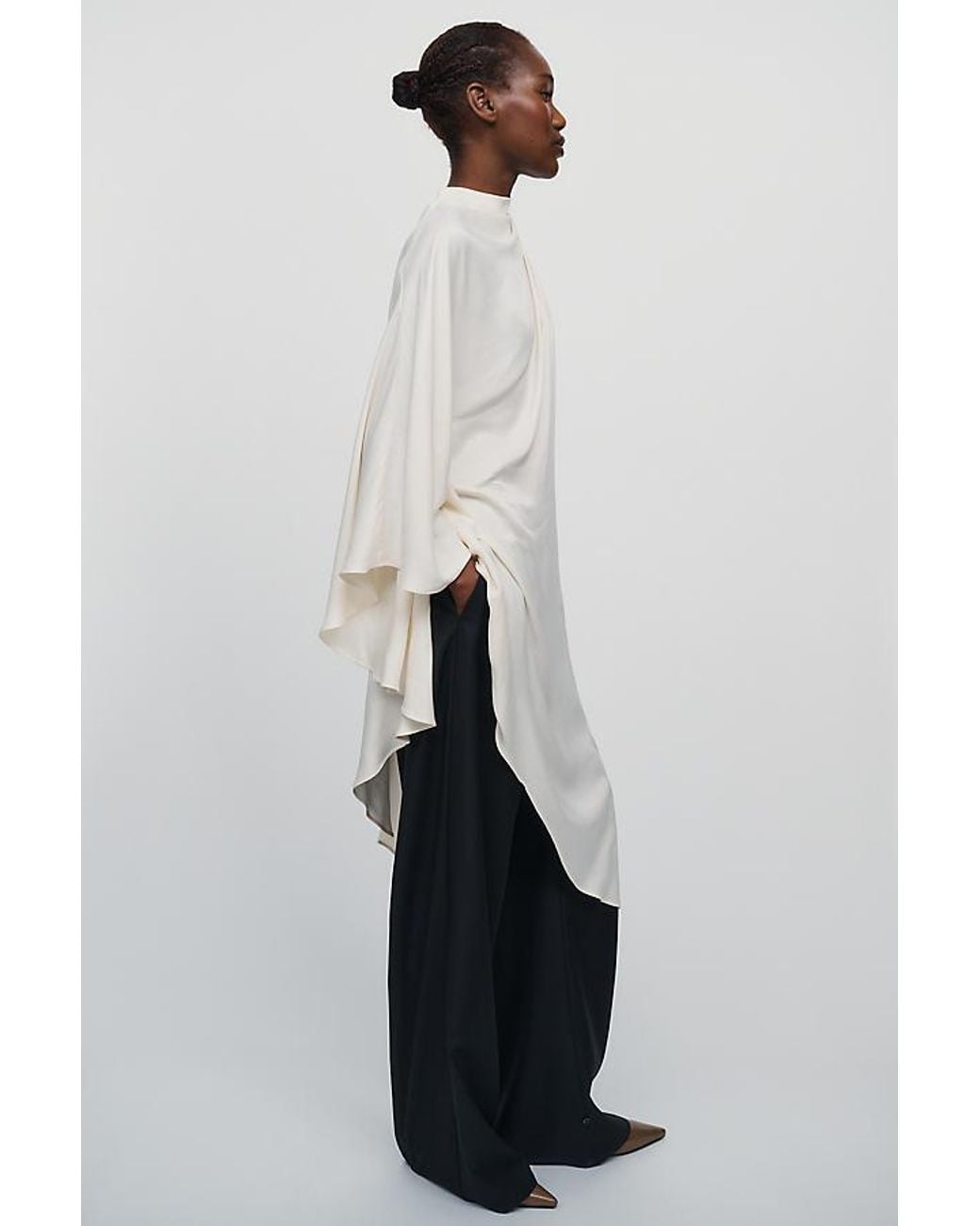 Maeve White Sleeveless Satin Tunic