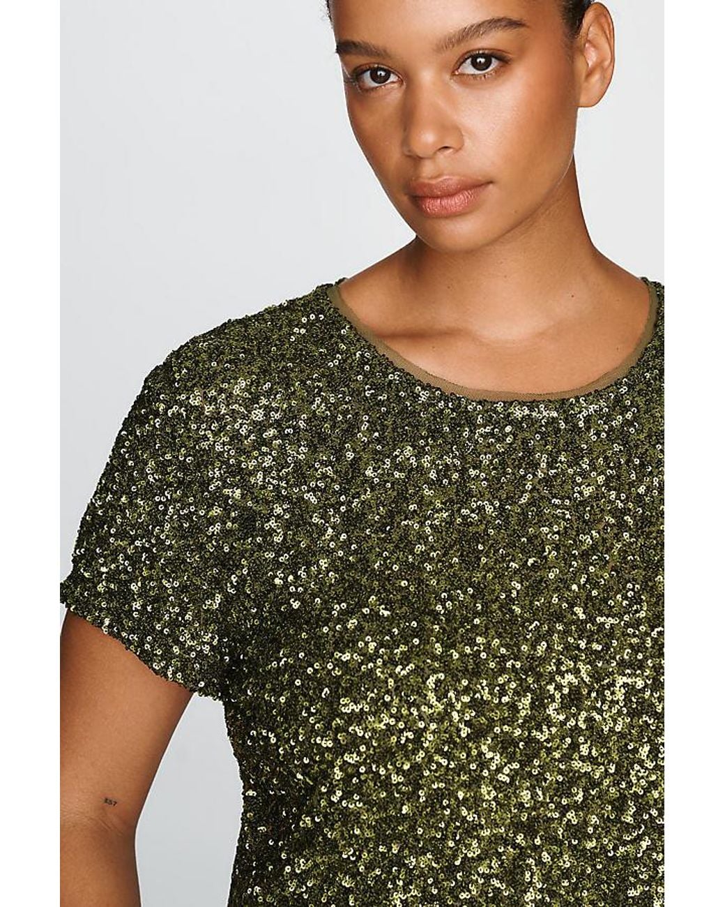 Maeve Black Sequin Muscle T-Shirt