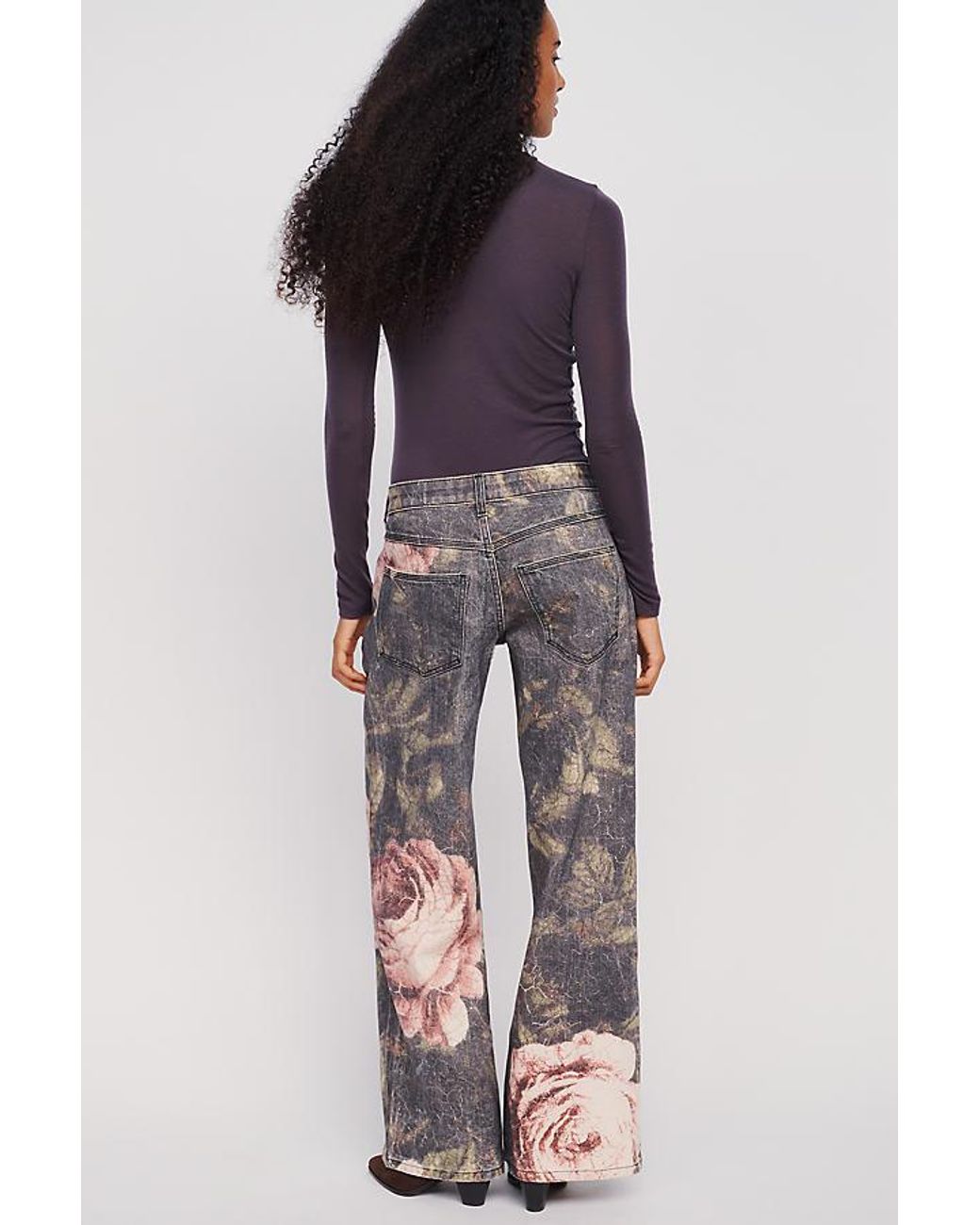 Pilcro Black Esme Mid-Rise Wide-Leg Jeans