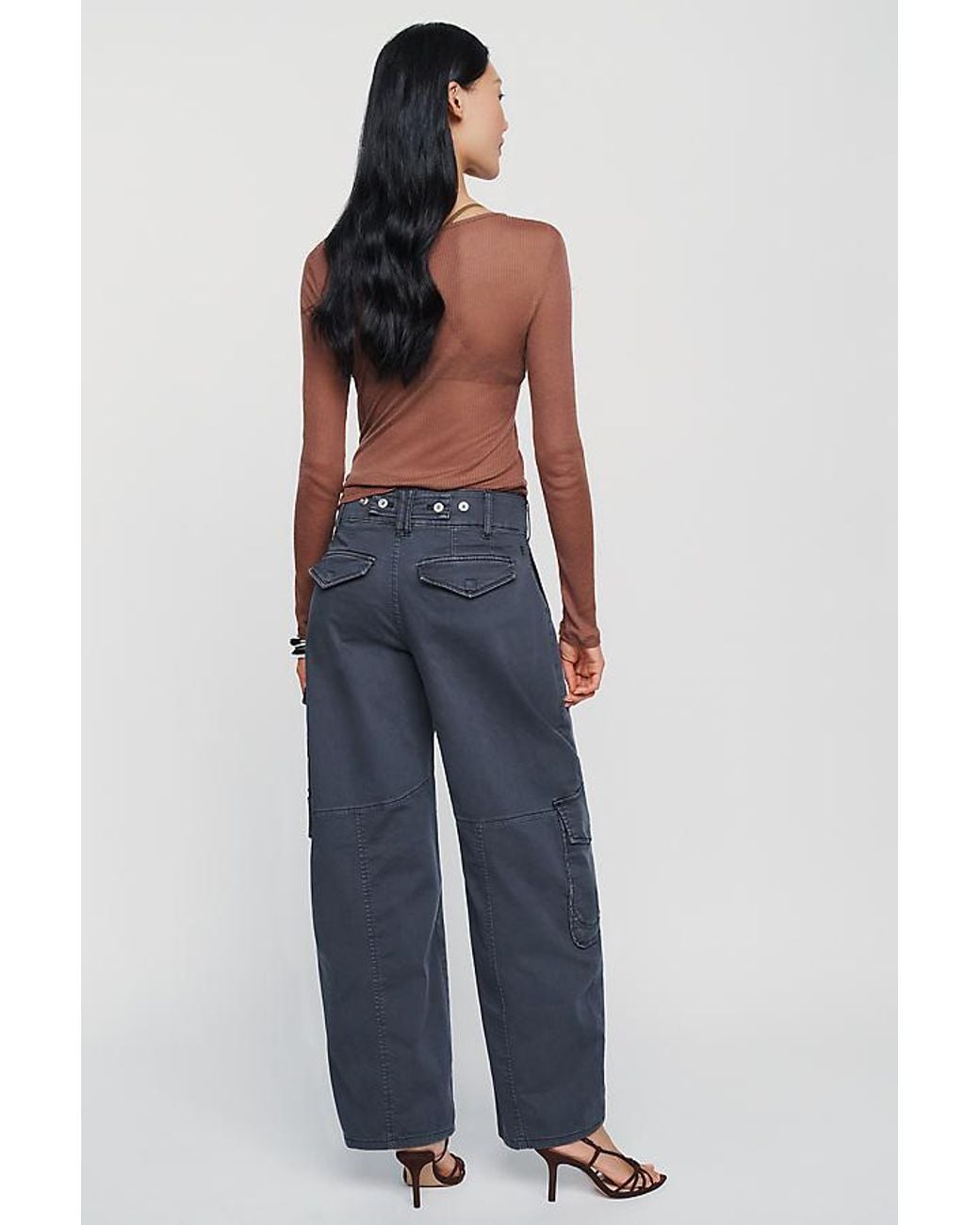 Pilcro Blue Aero Wide-Leg Cargo Pants By