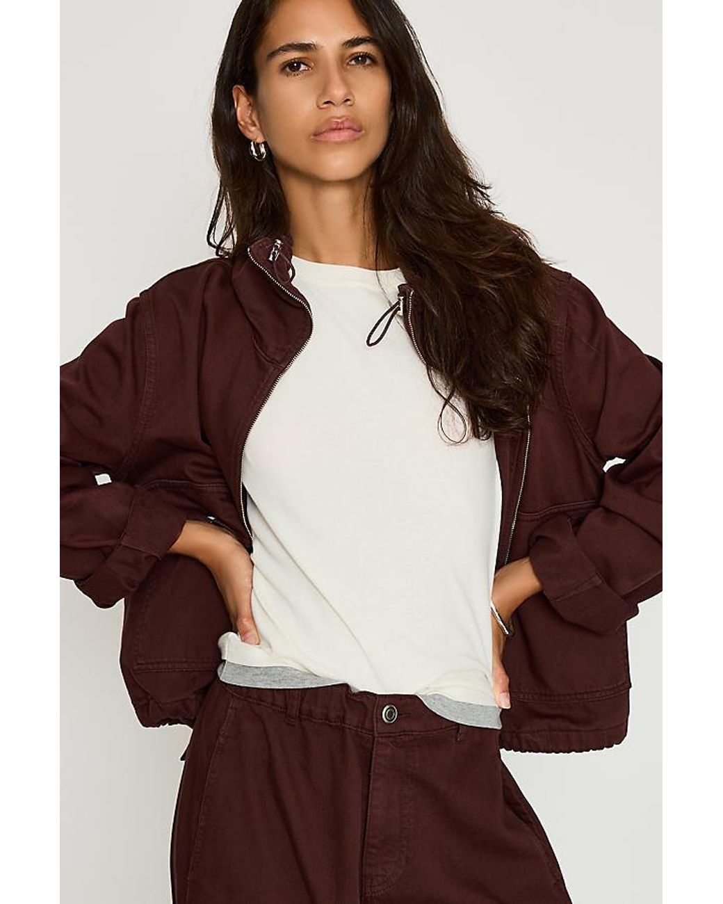 By Anthropologie Brown High-Neck Utility Jacket