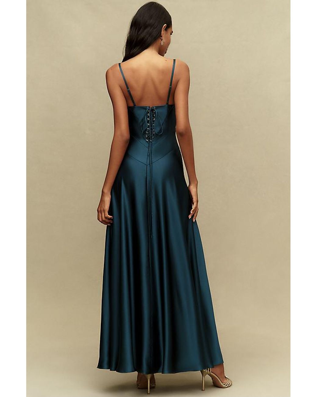 Mare Mare Blue Emmy Satin Corset Maxi Dress