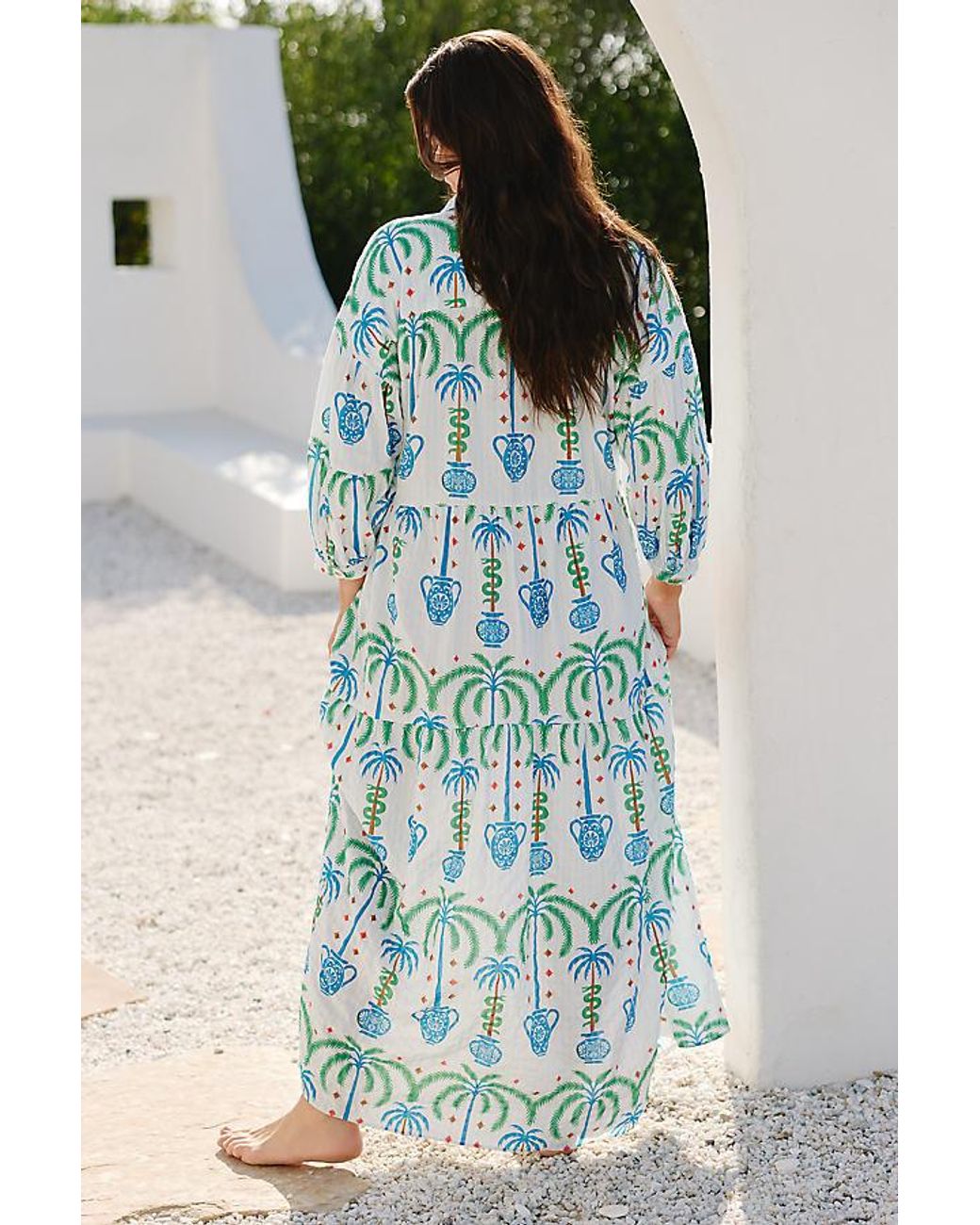 Celandine Blue X Tigre Carolita Tiered Shirt Dress
