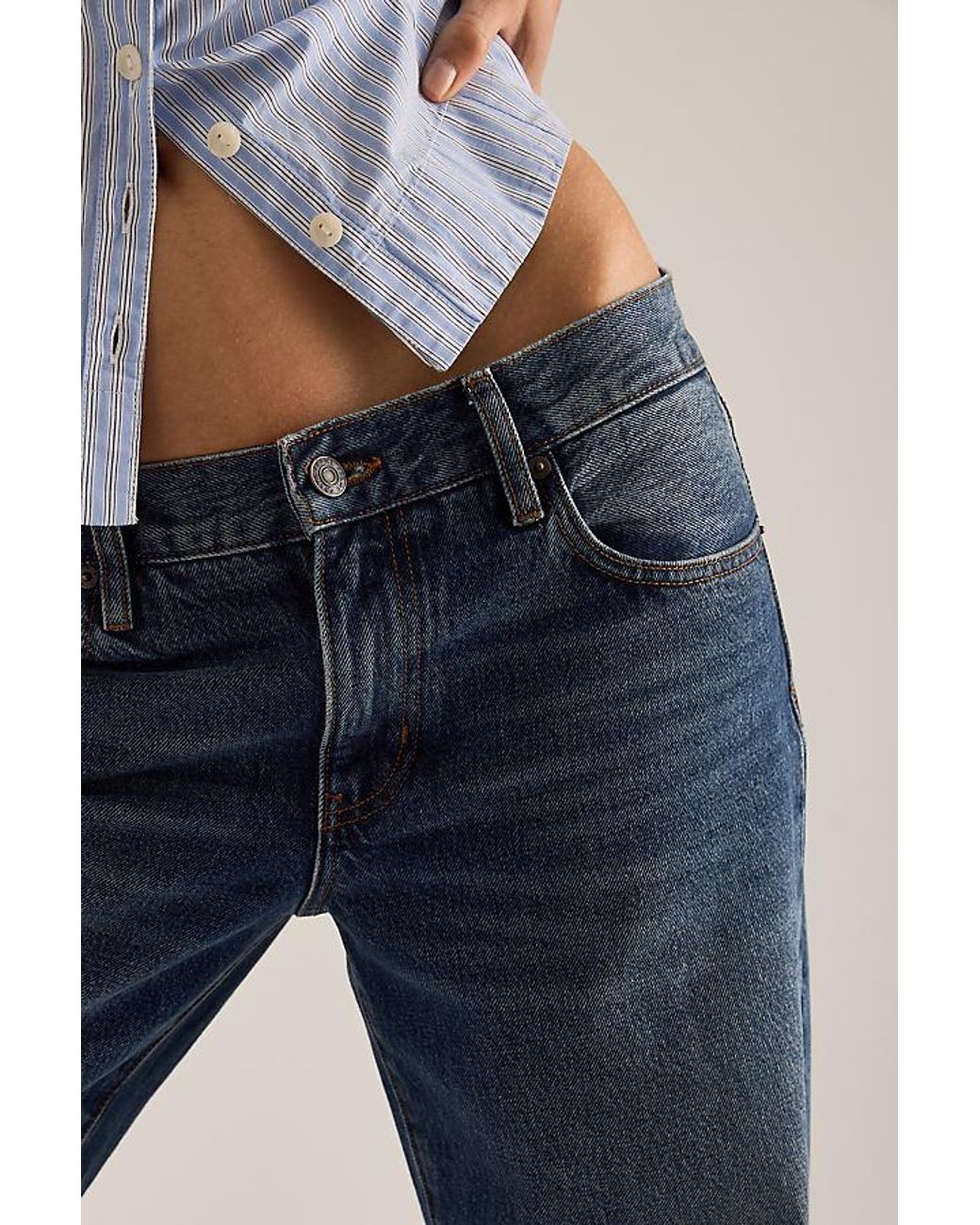 FRAME Blue The Saturday Low-Rise Straight-Leg Jeans
