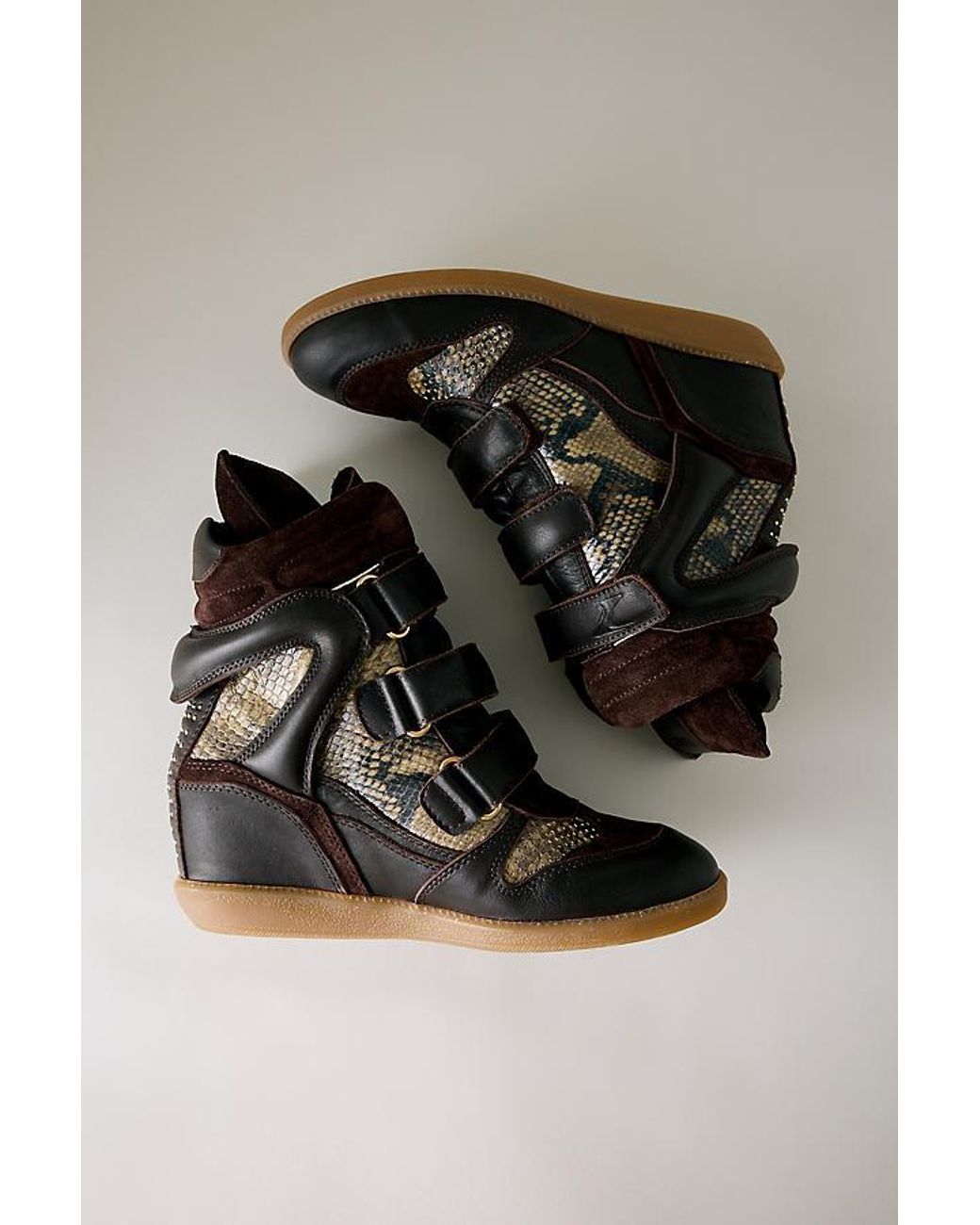 Bronx Black Jaeyy Snake Print Wedge Trainers